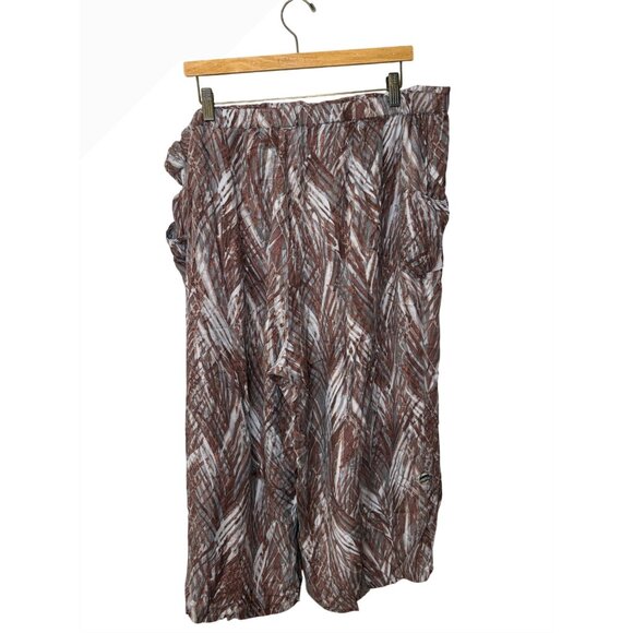 Democracy Plus Sz 20W Brown Rayon WideLeg Crop Pants Halloween Costume Grunge - Picture 2 of 12